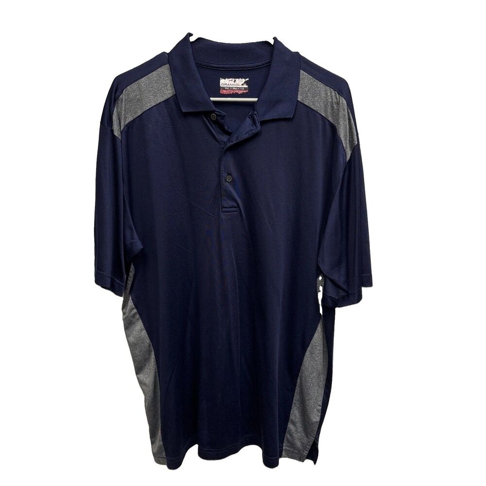Grandslam Navy Gray Lightweight Active Wear Golf Sports Polo Men XLT Colorblock